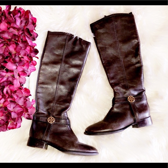 TORY BURCH Tall Brown Leather Boot - Picture 1 of 7